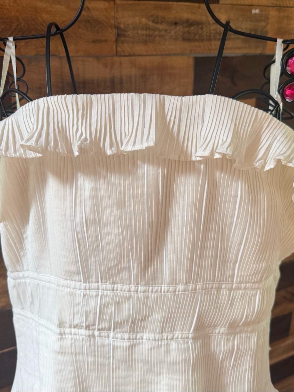NWT Anthropologie Let Me Be Strapless Tiered Ruffle Pleated Maxi Dress White XL - Picture 11 of 15